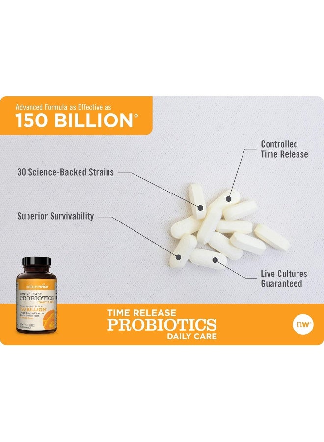 NatureWise Daily Probiotics for Women and Men | Time-Release, Comparable to 150 Billion CFU | Delivers 15x More Live Cultures to Intestines for Digestion & Immune Support [2 Month Supply - 60 Caplets] - Image 3