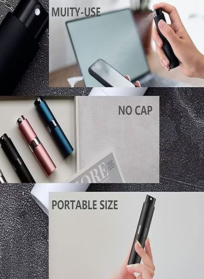 Happy D 8 ml Matte Black Perfume Atomizer Refillable Small Perfume Spray Bottle Empty Travel Cologne Sprayer Portable Mini Pocket Perfume Dispenser for Traveling (4PCS) - Image 5