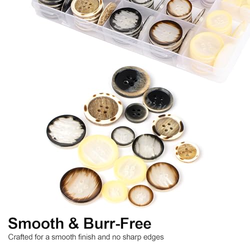 OELFFOW 110Pcs Mixed Sewing Buttons, 4-Hole Craft Round Blazer Buttons, 5 Color 3 Size (15mm, 20mm, 25mm) Suit Coats Resin Button, Suitable for Variety Clothing Sewing, DIY Craft (Style C) - Image 5