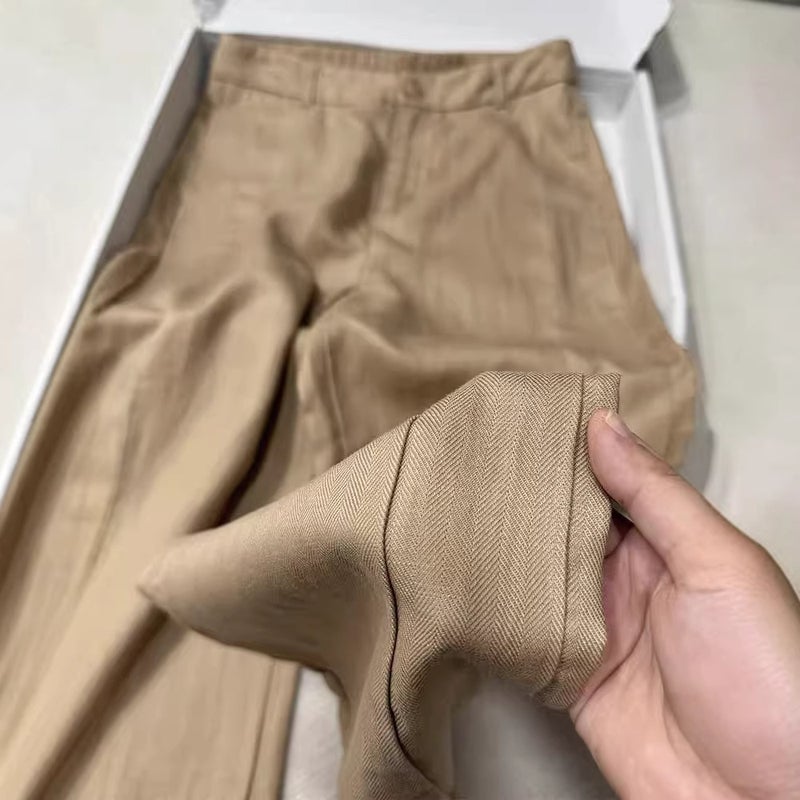 Women's High-Waist Wide-Leg Linen Blend Trousers - Image 1