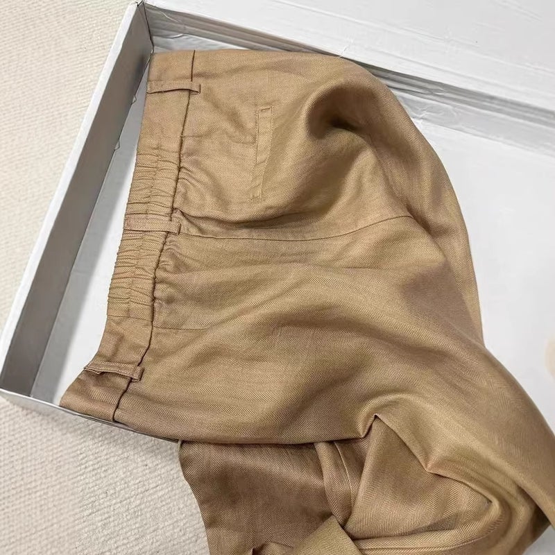 Women's High-Waist Wide-Leg Linen Blend Trousers - Image 3