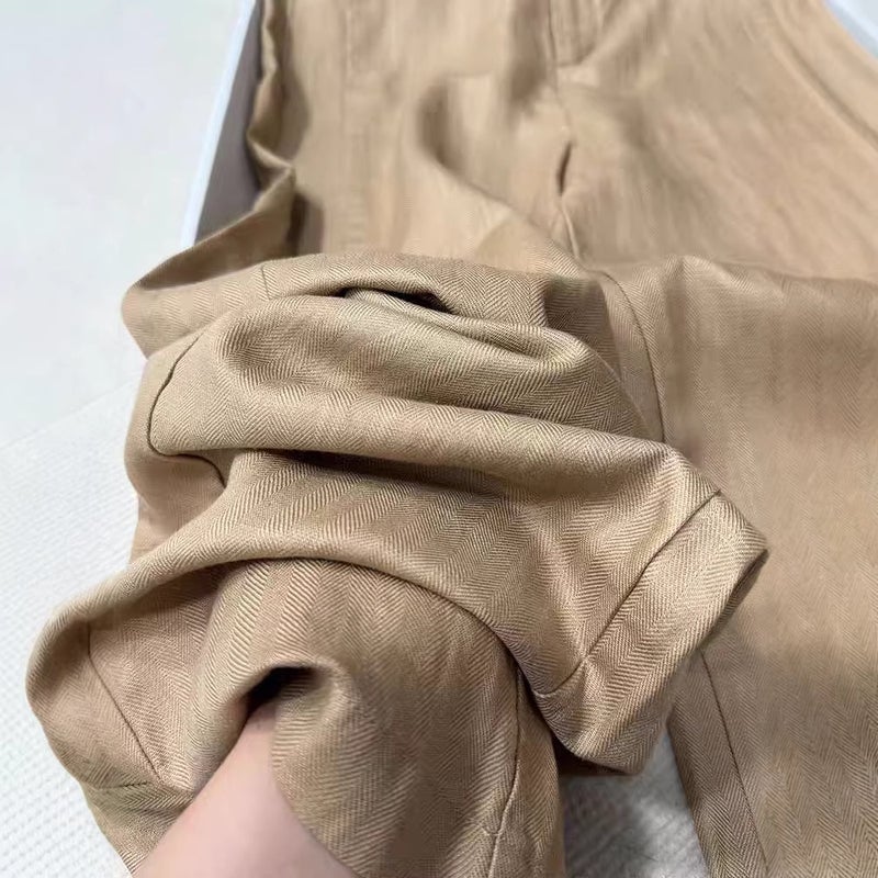 Women's High-Waist Wide-Leg Linen Blend Trousers - Image 4