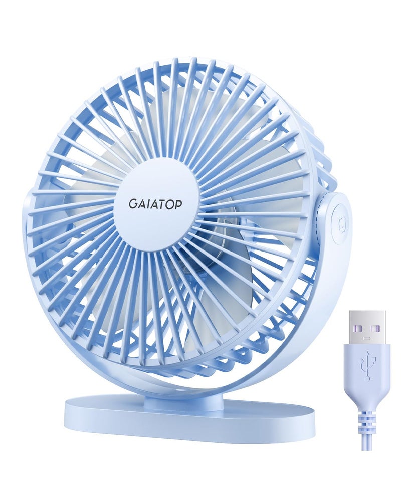 Gaiatop USB Desk Fan 55 Inch Small Quiet Powerful 3 Speeds 90 Rotate Personal Mini Portable Desktop Table Fans Cooling for Home Office Car Travel Indoor Outdoor Pink