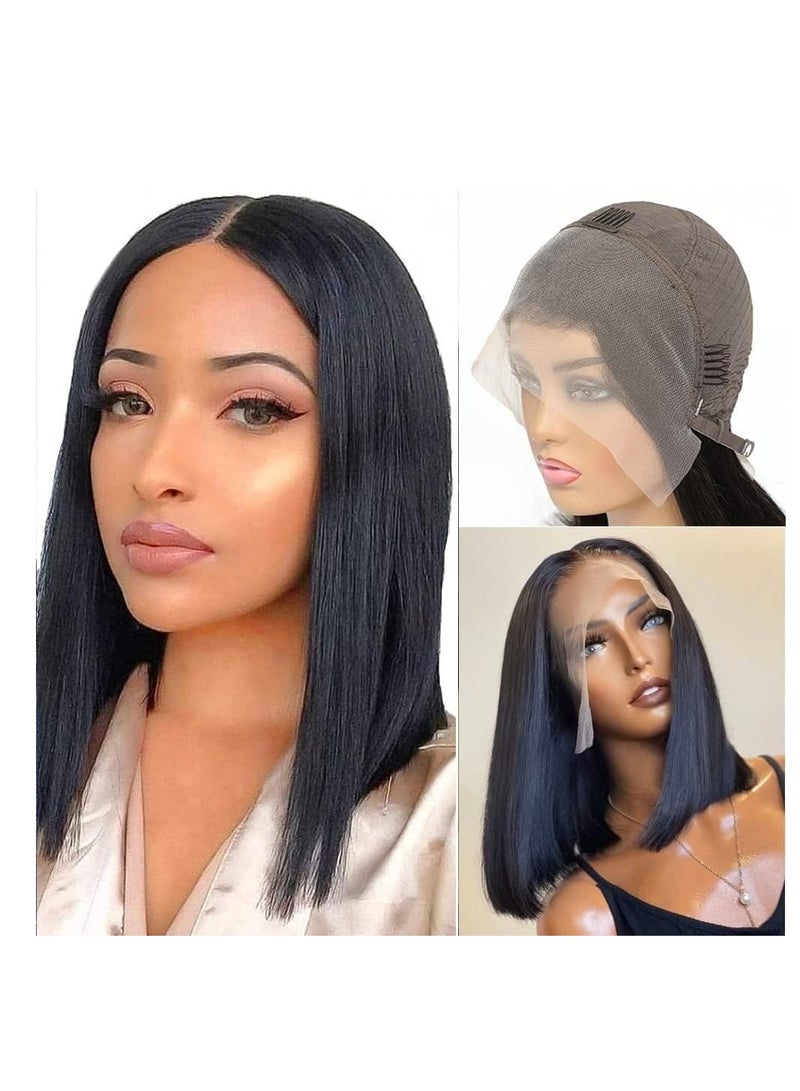 Estelle Lace Front Bob Wigs Human Hair Brazilian Human Hair Short Bob Wigs for Woman Lace Closure Straight Hair Wigs (black, 13x4x1) - Image 1