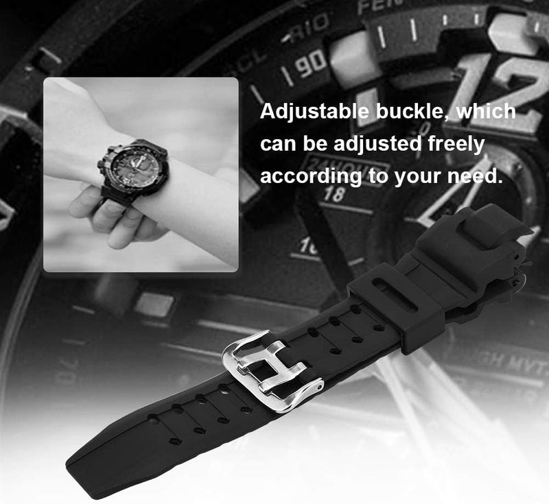 كلاراكو حزام ساعة من جلد البولي يوريثان باللون الأسود من كلاراكو، حزام ساعة من جلد العجل الناعم مناسب لساعات جي شوك GA-1000/1100 GW-4000/A1100 G-1400 للرجال والنساء - Image 2
