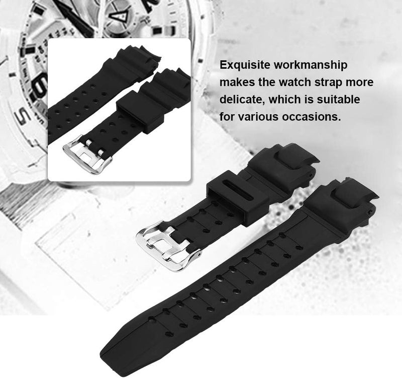 كلاراكو حزام ساعة من جلد البولي يوريثان باللون الأسود من كلاراكو، حزام ساعة من جلد العجل الناعم مناسب لساعات جي شوك GA-1000/1100 GW-4000/A1100 G-1400 للرجال والنساء - Image 3