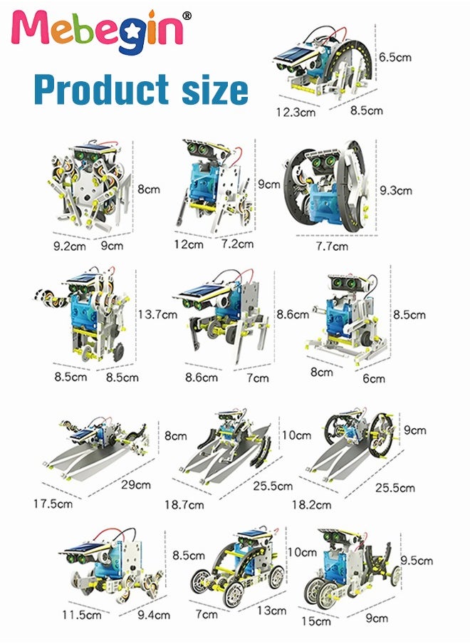 MEBEGIN - STEM 13-in-1 Solar Power Robots Creation Toy Educational Experiment DIY Robotics Kit Science Toy Solar Powered Building Robotic Set Age 3+ for Boys Girls Kids Teens to Build - Image 1