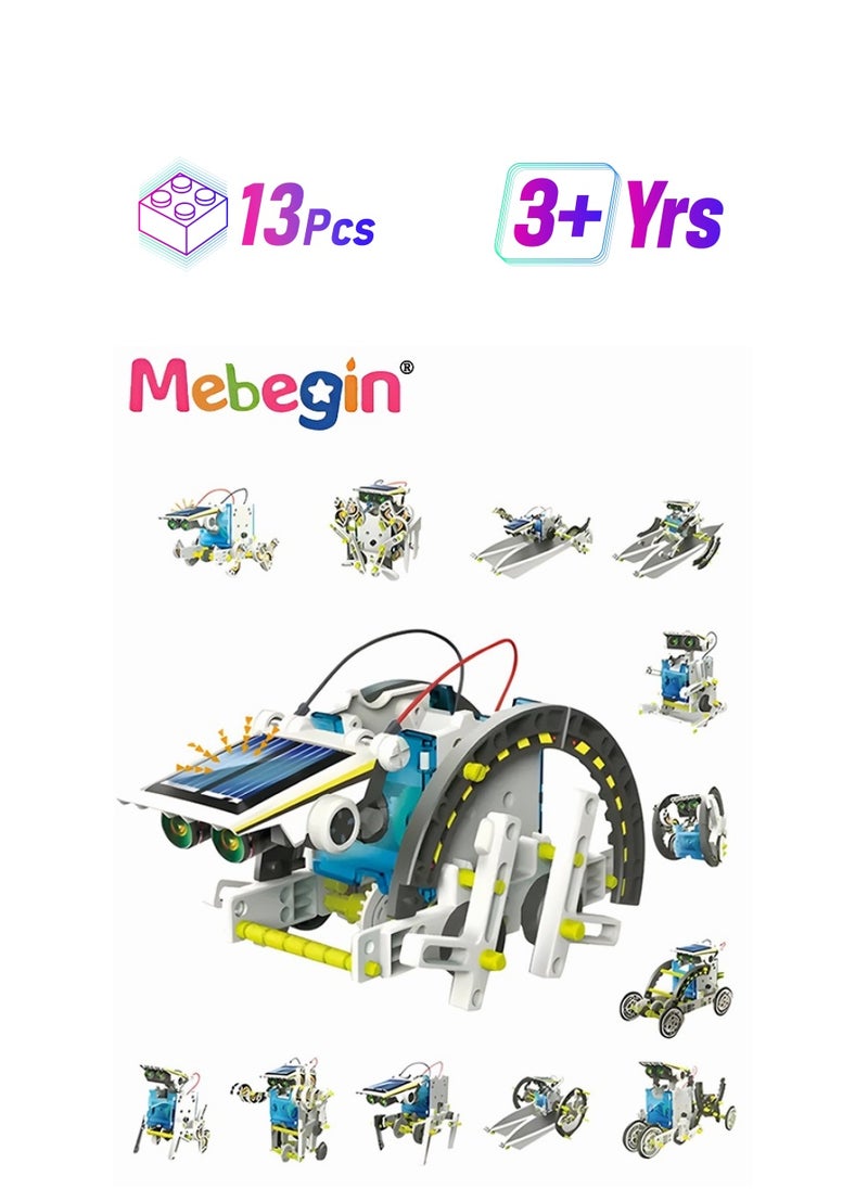 MEBEGIN - STEM 13-in-1 Solar Power Robots Creation Toy Educational Experiment DIY Robotics Kit Science Toy Solar Powered Building Robotic Set Age 3+ for Boys Girls Kids Teens to Build - Image 1