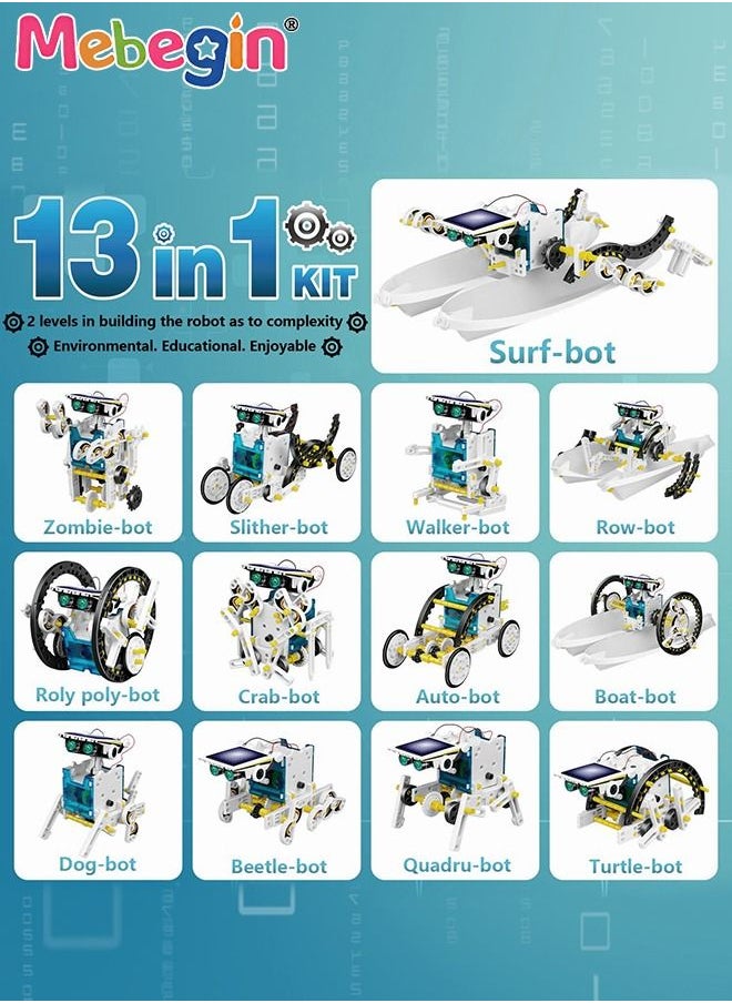 MEBEGIN - STEM 13-in-1 Solar Power Robots Creation Toy Educational Experiment DIY Robotics Kit Science Toy Solar Powered Building Robotic Set Age 8-12 for Boys Girls Kids Teens to Build - Image 1