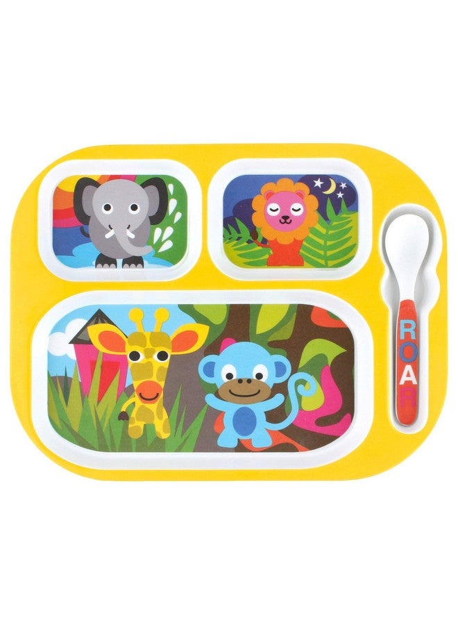 فرنش بول أدوات مائدة من الميلامين للأطفال الصغار على شكل ثور فرنسي، أدوات مائدة خالية من مادة BPA، آمنة للاستخدام في غسالة الأطباق، طبق متين، كوب، وعاء، صينية مقسمة، طقم أدوات مائدة - غابة - Image 1