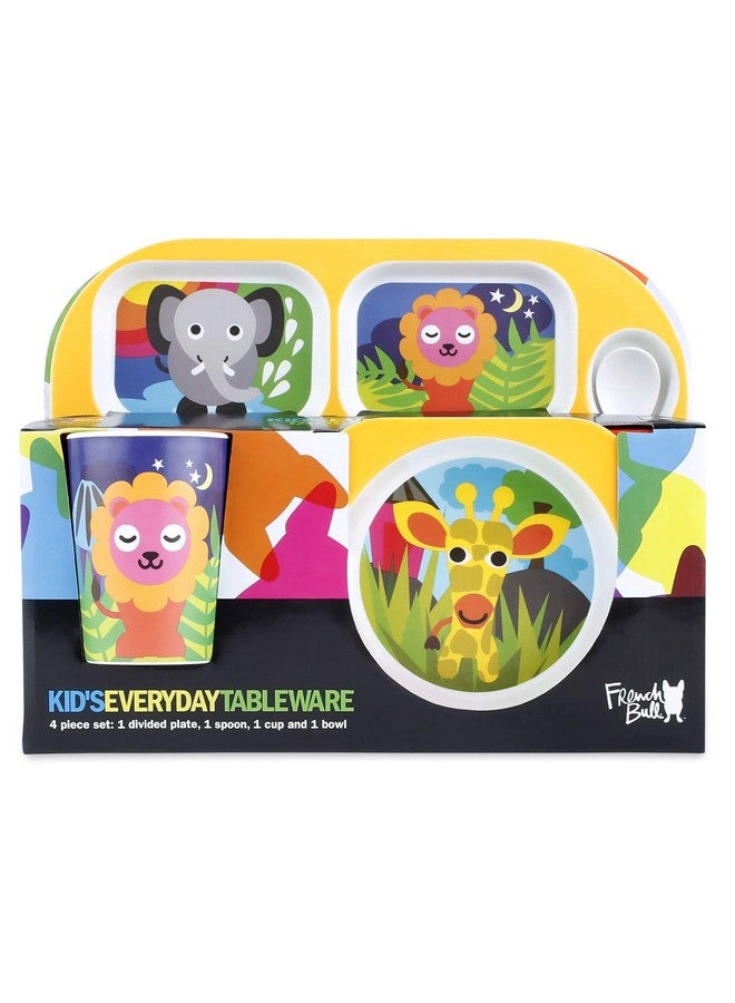 فرنش بول أدوات مائدة من الميلامين للأطفال الصغار على شكل ثور فرنسي، أدوات مائدة خالية من مادة BPA، آمنة للاستخدام في غسالة الأطباق، طبق متين، كوب، وعاء، صينية مقسمة، طقم أدوات مائدة - غابة - Image 2