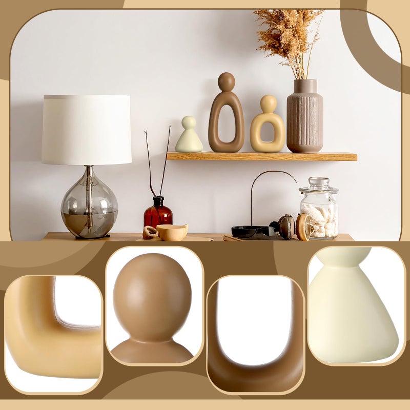 Youyole Abstract Family of 3 Figurines Sculpture Modern Home Decor Love Sculpture Home Decorative Accents Abstract Decorative Statue for Living Room Office Table Shelves Decorations (Warm Brown) - Image 4