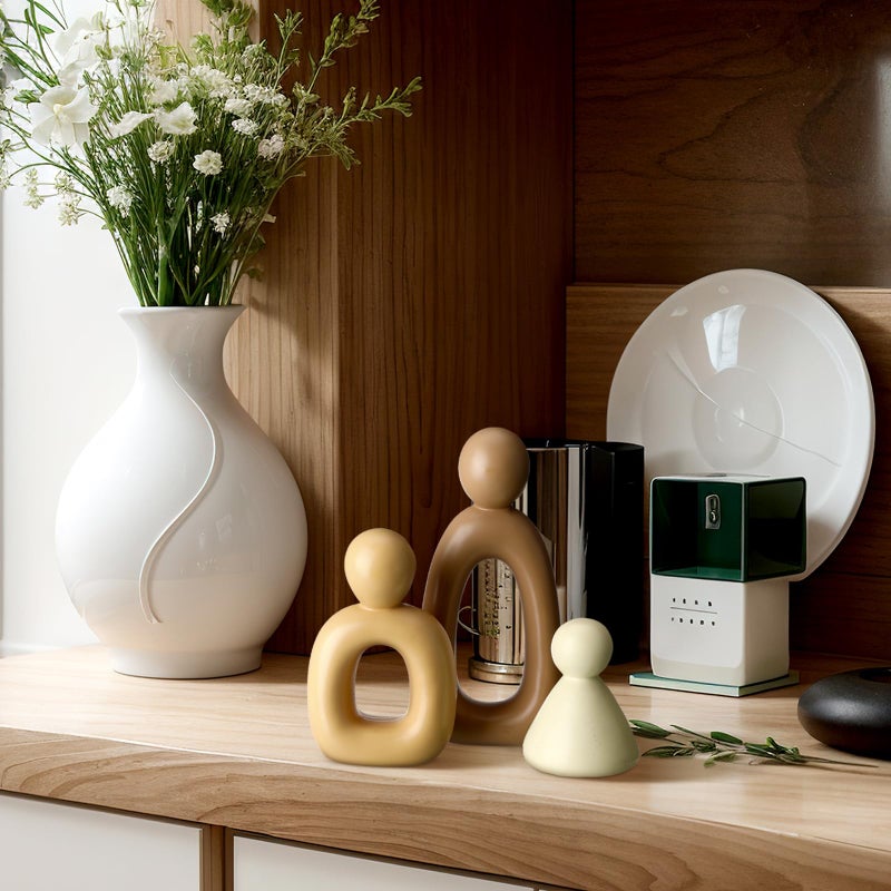 Youyole Abstract Family of 3 Figurines Sculpture Modern Home Decor Love Sculpture Home Decorative Accents Abstract Decorative Statue for Living Room Office Table Shelves Decorations (Warm Brown) - Image 5