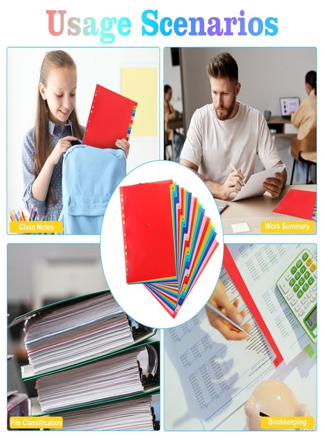 FOJOO 21 Tab A-Z Binder Dividers, Alphabet Plastic Binder Dividers with Multicolor Tabs, Letter Size 8.2" x 11.6", for 3 Ring Binders, Fits 2/3/4/11 Ring Notebook - Index Tab Dividers for Office School Home - Image 5