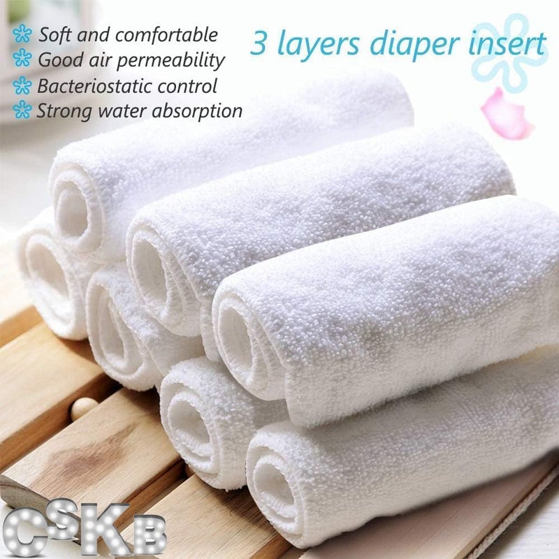 CSKB Baby Cloth Diapers Washable Reusable Diapers for Baby Girls and Boys, One Size Adjustable 7 Pack with 7 Inserts and 1 Storage Bag - Image 2