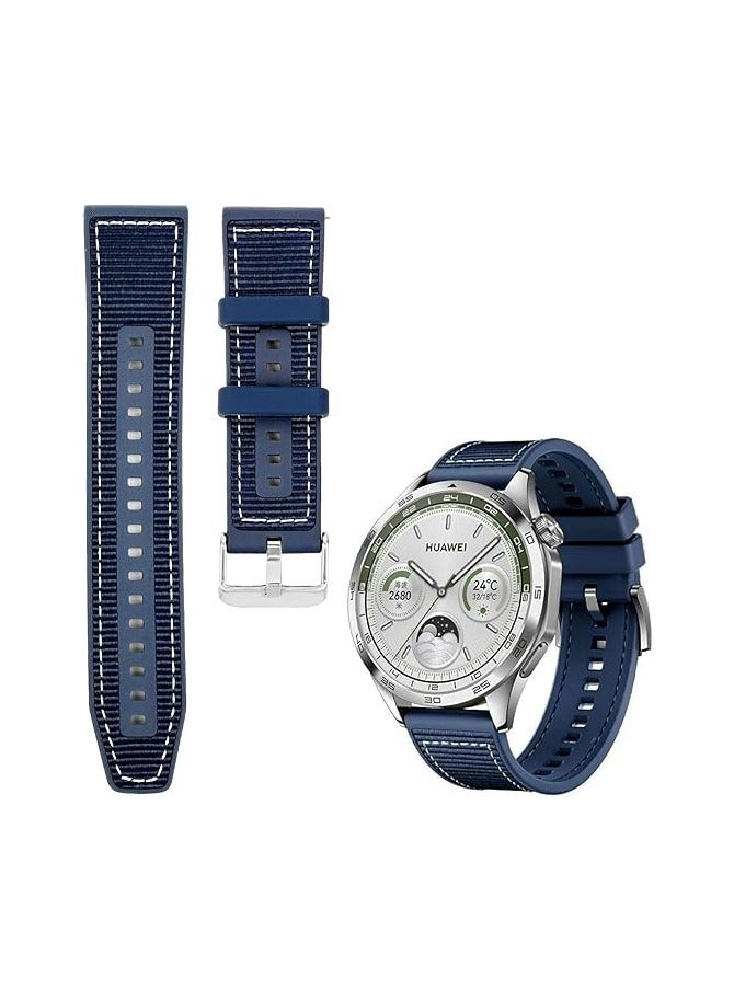 Watch Band Compatible with Huawei Watch GT4 2023 46mm/GT3/GT3 Pro/GT2/GT 46mm/GT2e/GT Runner/Huawei Watch 3/3 Pro Stap, 22mm Nylon Silicone Composite Material Replacement Strap blue - Image 1
