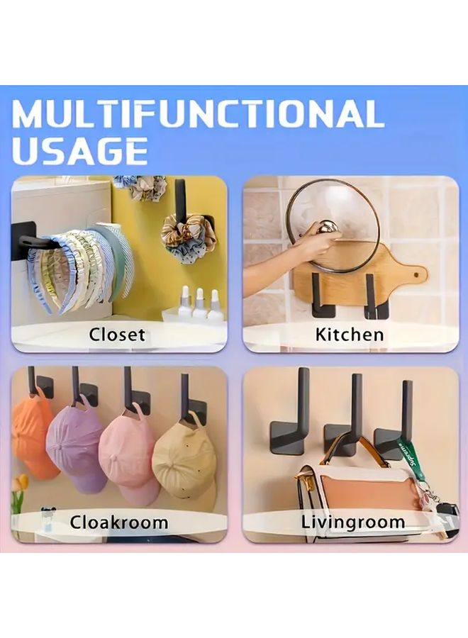 خطاف تخزين أسود ذاتي اللصق سهل التركيب للمفاتيح والقبعات والمناشف توفير المساحة للمنزل والسكن الجامعي - Image 3