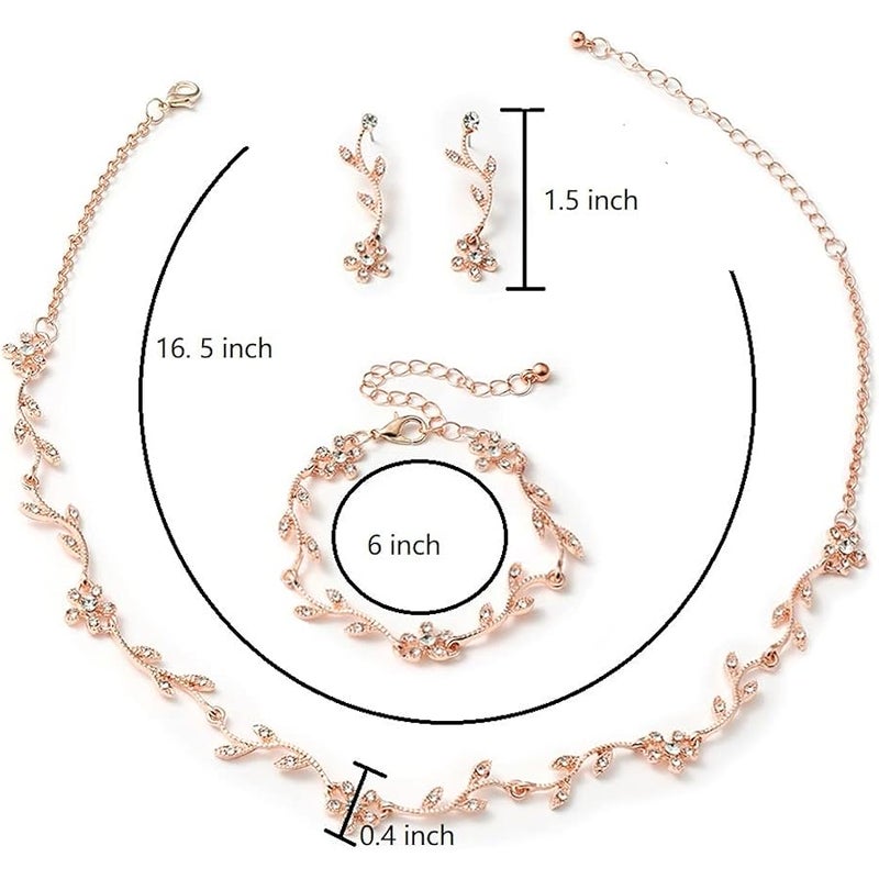 HapiBuy Crystal Necklace Earrings Bracelet Bridal Wedding Jewelry Set Rhinestone Choker Necklace For Brides Bridesmaid - Image 4