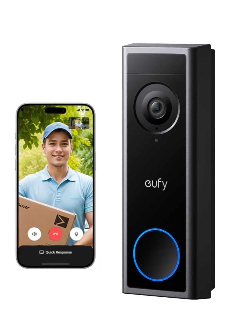 إيوفي - كاميرا باب فيديو أمان لاسلكية من eufy C30، مكالمة فيديو مباشرة، 2K FHD، تعمل بالبطارية، عرض واسع 16:9، تركيب سهل، اكتشاف الإنسان والحركة، متوافقة مع HomeBase S380، بدون رسوم شهرية - Image 1