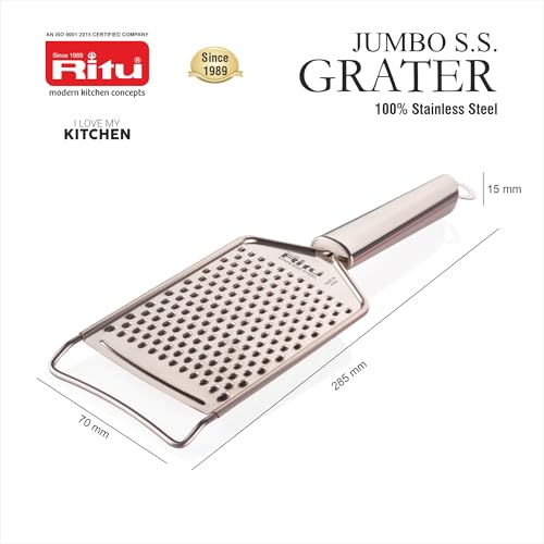 RITU Stainless Steel Cheese Grater for Kitchen | Ideal for Carrot, Ginger, Vegetable Slicer Grinder with Plastic Durable Handle | Rust -Free | Easy to Hold | Dishwasher Safe | Multicolor - Image 5