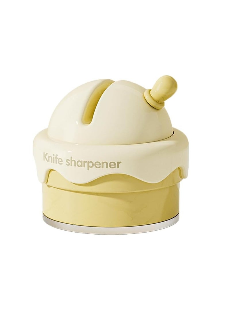 Ice Cream Suction Cup Whetstone, Cute Mini Kitchen Knife Sharpener, Simple Small Knife Sharpener (Yellow)  - Image 1
