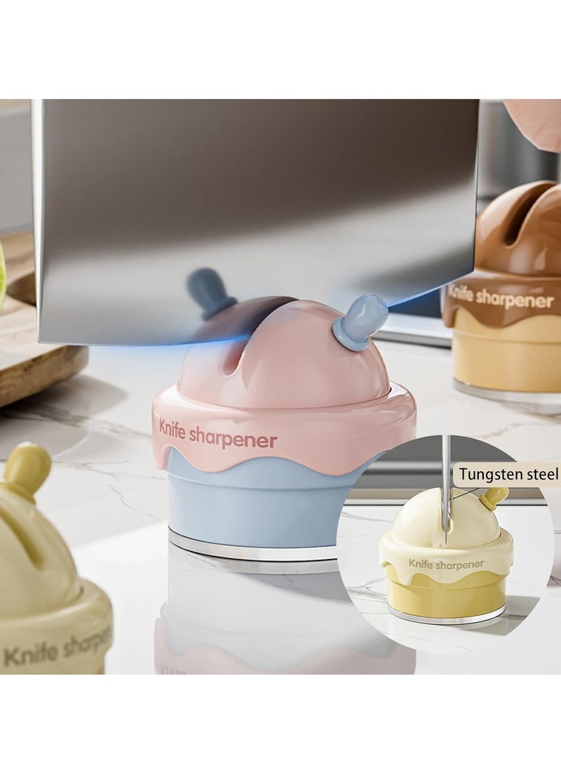 Ice Cream Suction Cup Whetstone, Cute Mini Kitchen Knife Sharpener, Simple Small Knife Sharpener (Yellow)  - Image 3