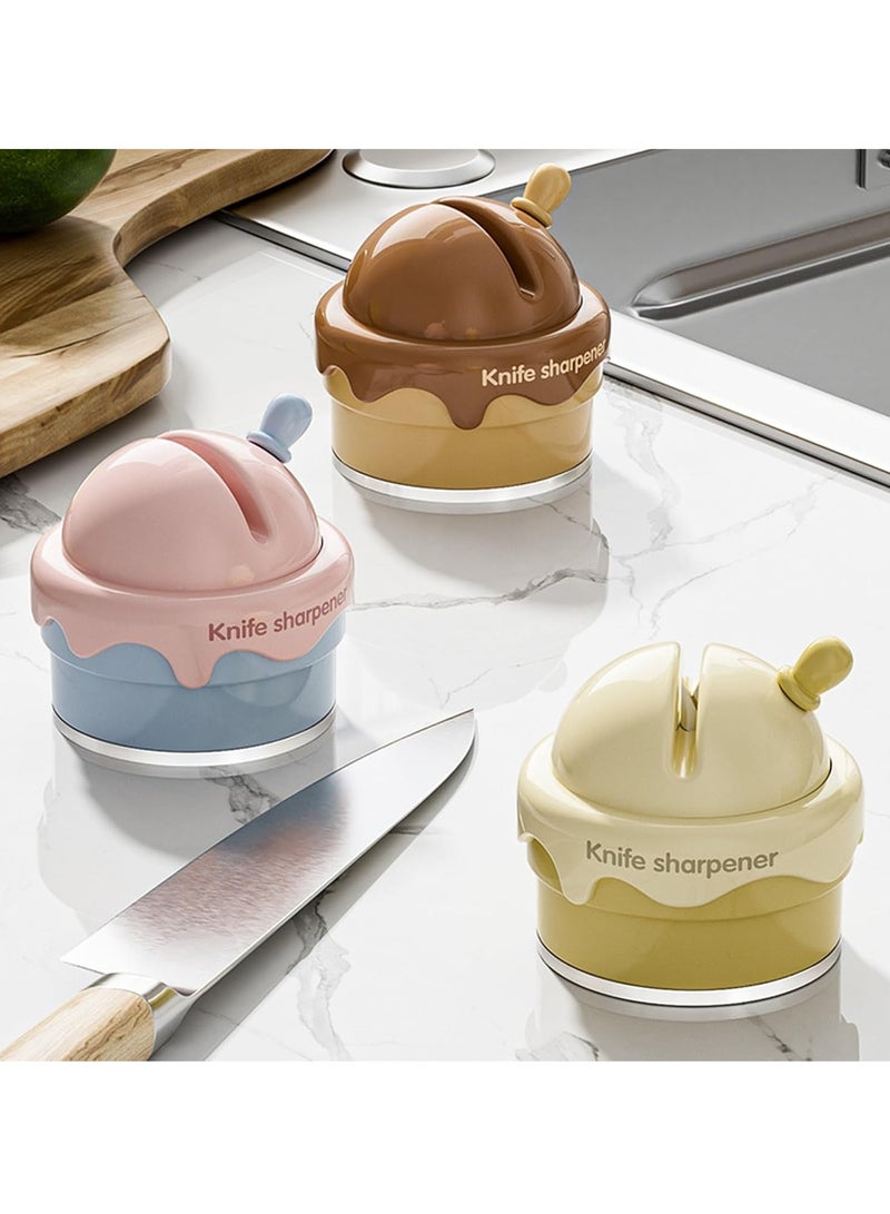 Ice Cream Suction Cup Whetstone, Cute Mini Kitchen Knife Sharpener, Simple Small Knife Sharpener (Yellow)  - Image 5