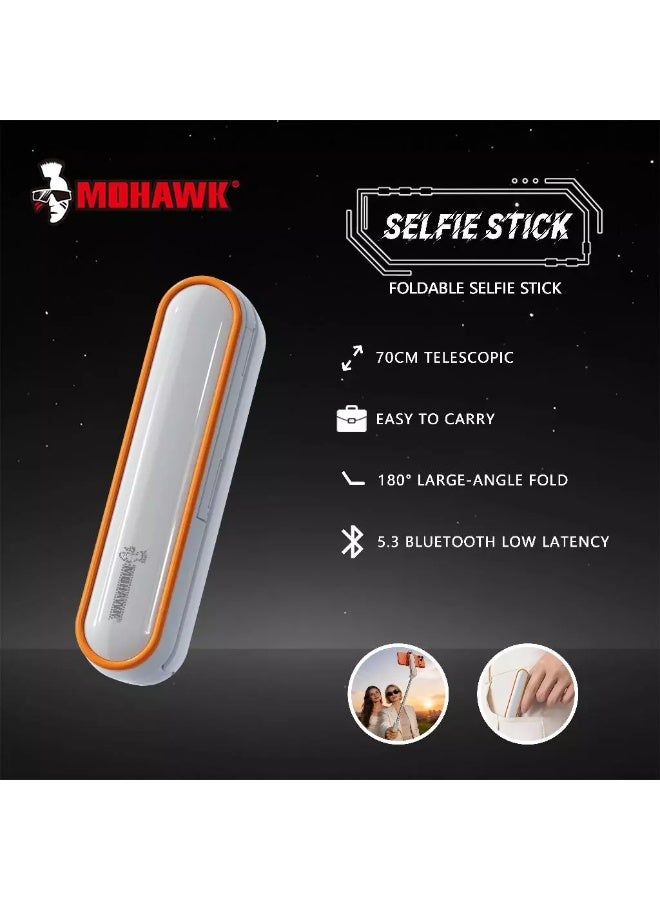 MOHAWK SS4 Mini Selfie Stick with Bluetooth Wireless Remote, Portable Phone Tripod Grip, Extendable Selfie Stick for Android & iPhone, Live Streaming, Vlogging, TikTok, Travel & Content Creation - Image 1