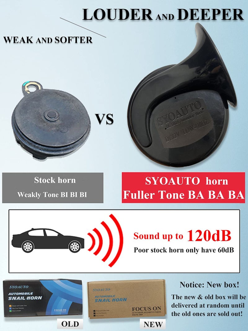 SYOAUTO Car Horn 12V Loud Universal Fit High Low Tone Waterproof Truck Horn Replacement Kit - Image 2