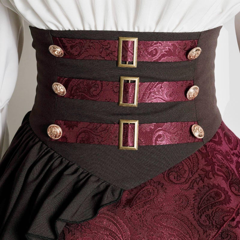 IWQBQ Women's Pirate Costume Retro Renaissance Cosutmes Women Layered Ruffle Viking Outfit Set(Z2886RDST,M) - Image 5