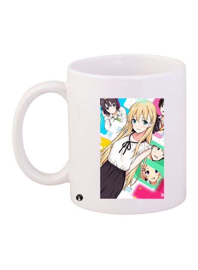 Anime Printed Coffee Mug White/Beige/Green 11ounce