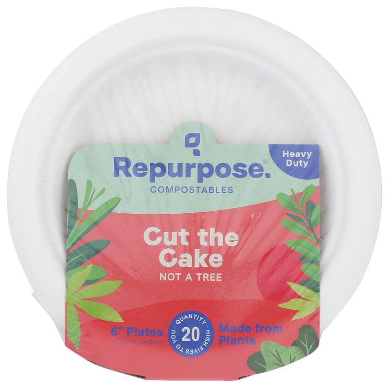 Repurpose Compostables Repurpose, 6" Eco-Dessert Plates, 20 Count - Image 1