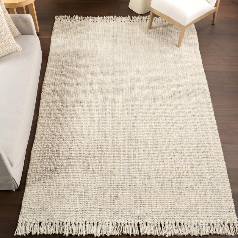 nuLOOM nuLOOM 8x11 Daniela Jute Tassel Hand Woven Area Rug Off White Solid Chunky Farmhouse Design Natural Fiber For Bedroom Dining Room Living Room Hallway Office Entryway 