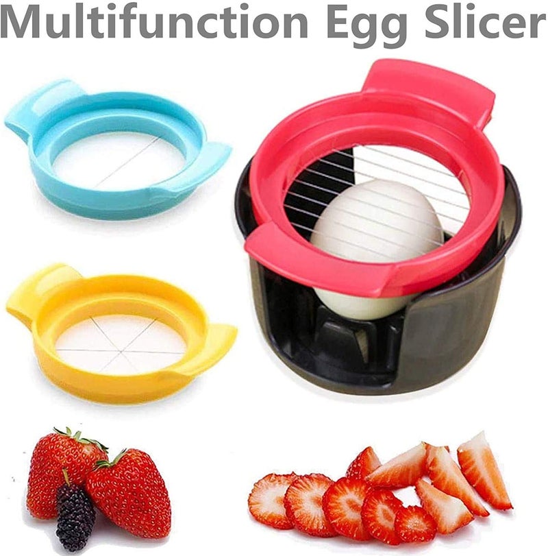 SIYANSHU Egg Slicer for Hard Boiled Eggs, Upgraded 3 in 1 Multifunctional Egg Cutter Strawberry Slicer with Sturdy Stainless Steel Wire Pack of-1 - Image 2