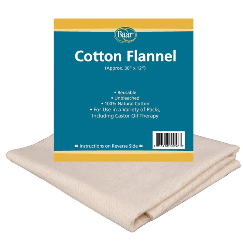 Baar Cotton Flannel Castor Oil Pack - Reusable 100% Natural Cotton, Unbleached, 30" x 12" - Image 1