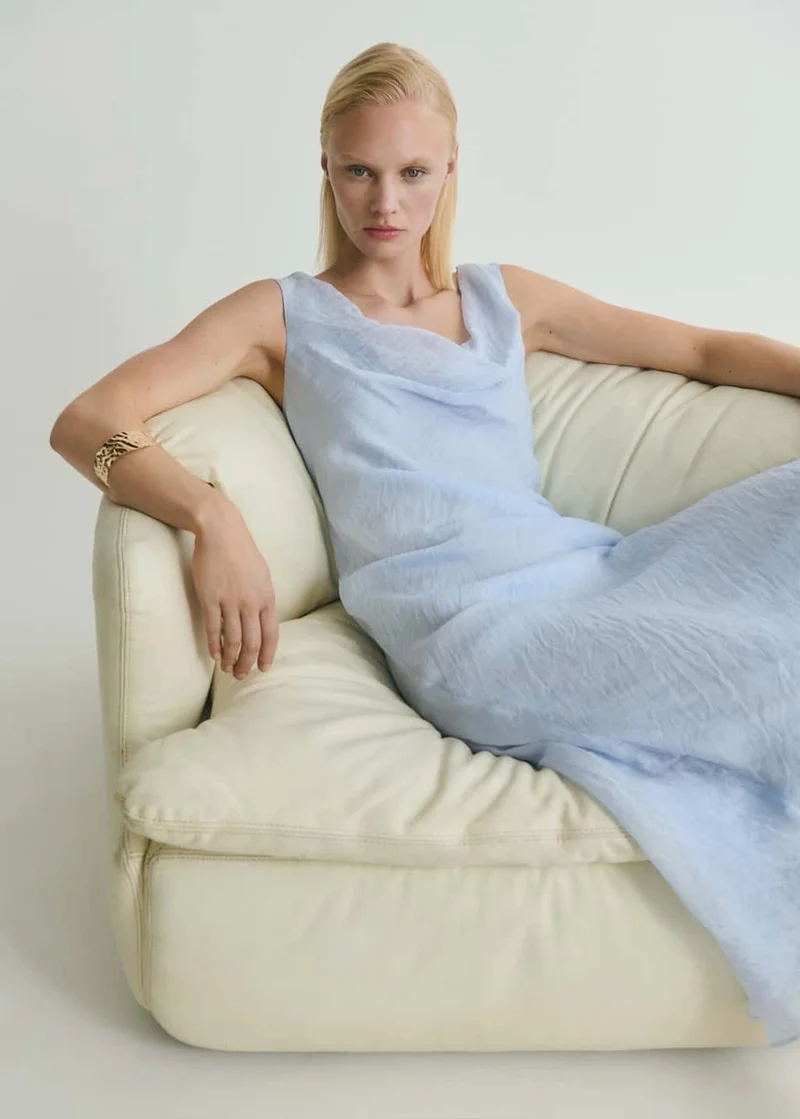 MANGO Cowl Neck Midi Dress