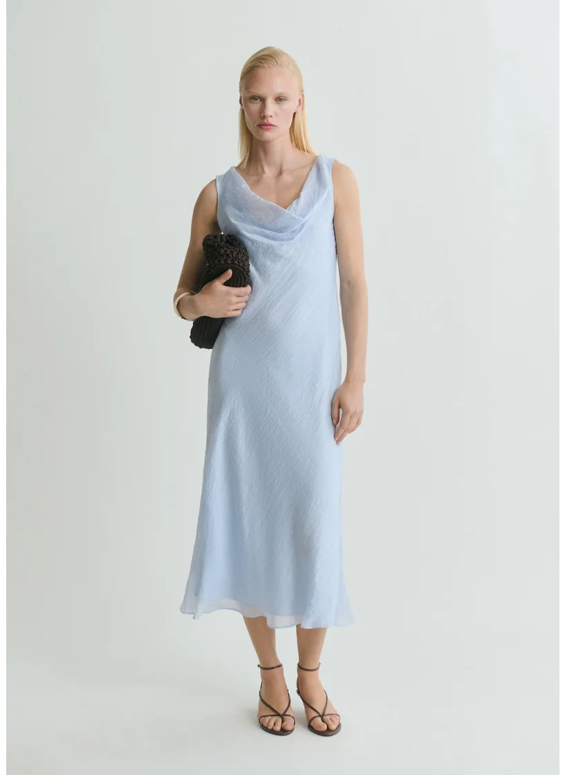 MANGO Midi-Dress With Draped Neckline