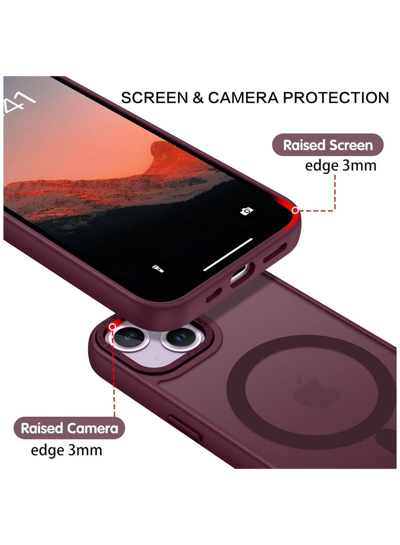 أكاليكس جراب مغناطيسي لهاتف آيفون 15 [مقاوم للصدمات ونحيف]، غطاء خلفي صلب غير لامع مع حماية عالية الجودة |أحمر غامق - Image 5