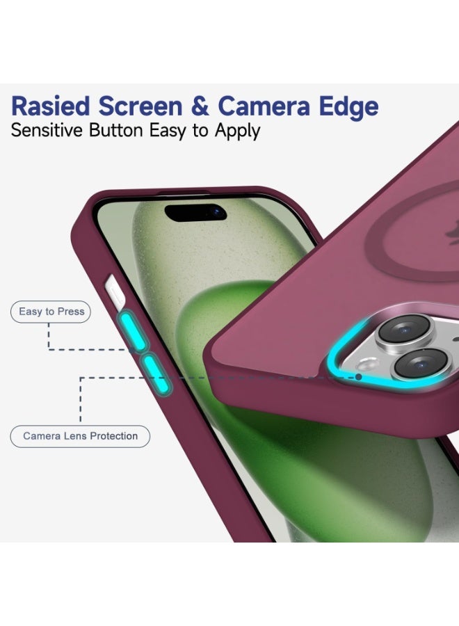 أكاليكس جراب مغناطيسي لهاتف آيفون 15 [مقاوم للصدمات ونحيف]، غطاء خلفي صلب غير لامع مع حماية عالية الجودة |أحمر غامق - Image 4