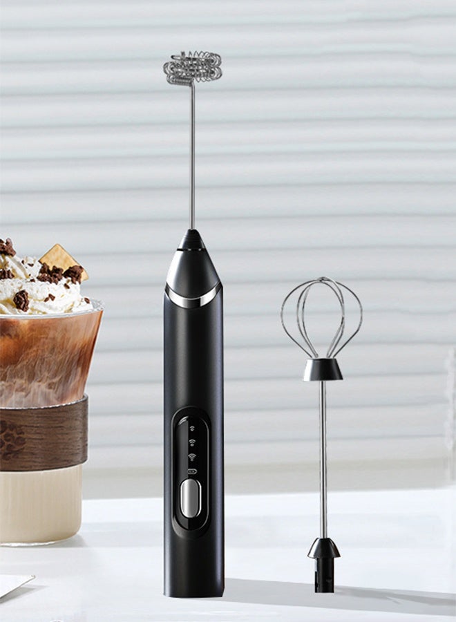 TaqwaMart Rechargeable Electric Milk Frother, Coffee Milk Frother Electric Egg Beater, 3-Speed Adjustment, Very Suitable For Coffee and Beverage Mixer, Equipped with 2 Stainless Steel Egg Beaters, 3-Speed Adjustable - Image 1