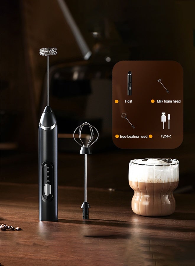 TaqwaMart Rechargeable Electric Milk Frother, Coffee Milk Frother Electric Egg Beater, 3-Speed Adjustment, Very Suitable For Coffee and Beverage Mixer, Equipped with 2 Stainless Steel Egg Beaters, 3-Speed Adjustable - Image 5