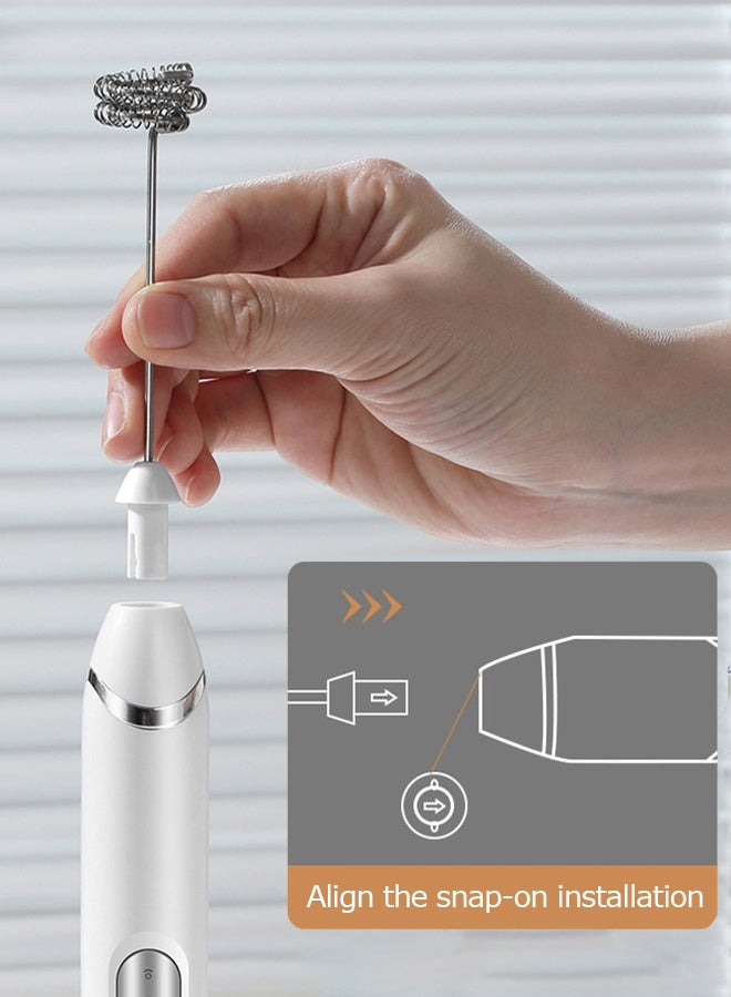 TaqwaMart Rechargeable Electric Milk Frother, Coffee Milk Frother Electric Egg Beater, 3-Speed Adjustment, Very Suitable For Coffee and Beverage Mixer, Equipped with 2 Stainless Steel Egg Beaters, 3-Speed Adjustable - Image 4