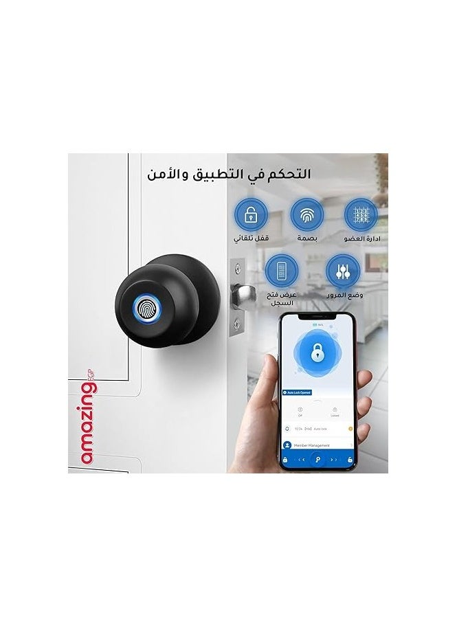 أمازينج. إي جي بي قفل باب ذكي ببصمة الإصبع، قفل رقمي واي فاي مع التحكم في التطبيق، دخول بدون مفتاح للمنزل والشقق (أسود)  - Image 4