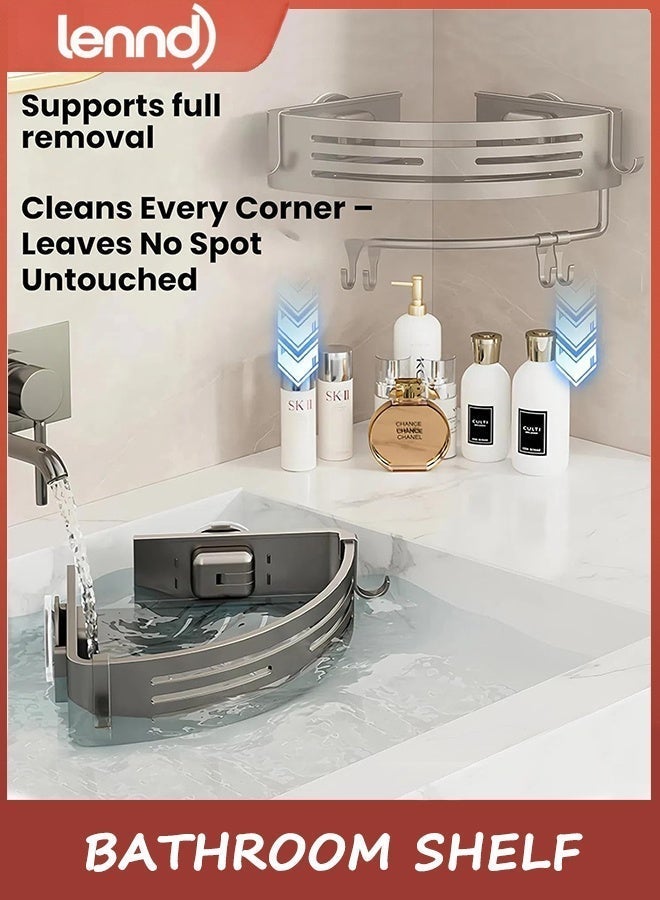 LENND Bathroom Shelf Stainless Steel Shower Caddy Organizer Suction Cup Rustproof Aluminum No Drilling Wall Mounted Storage Rack for Bathroom Shower & Kitchen - Image 4