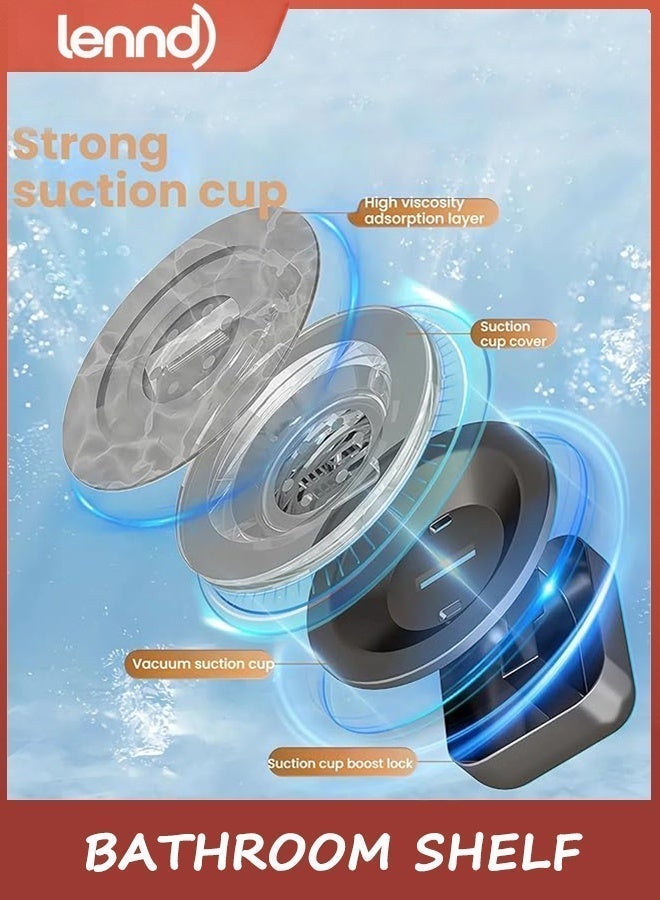 LENND Bathroom Shelf Stainless Steel Shower Caddy Organizer Suction Cup Rustproof Aluminum No Drilling Wall Mounted Storage Rack for Bathroom Shower & Kitchen - Image 3
