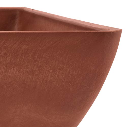 PSW Pot Collection 12x6 inch Plastic/Stone/Wood Composite Square Planter – No Drainage Hole (Drillable), Modern Indoor/Outer Pot for Flowers, Foliage, Succulents, Fairy Gardens Terra Cotta Color - Image 3