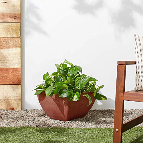 PSW Pot Collection 12x6 inch Plastic/Stone/Wood Composite Square Planter – No Drainage Hole (Drillable), Modern Indoor/Outer Pot for Flowers, Foliage, Succulents, Fairy Gardens Terra Cotta Color - Image 5