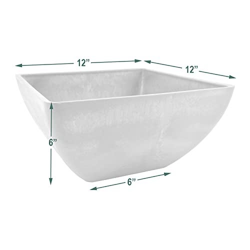 PSW Pot Collection 12x6 inch Plastic/Stone/Wood Composite Square Planter – No Drainage Hole (Drillable), Modern Indoor/Outer Pot for Flowers, Foliage, Succulents, Fairy Gardens Terra Cotta Color - Image 4