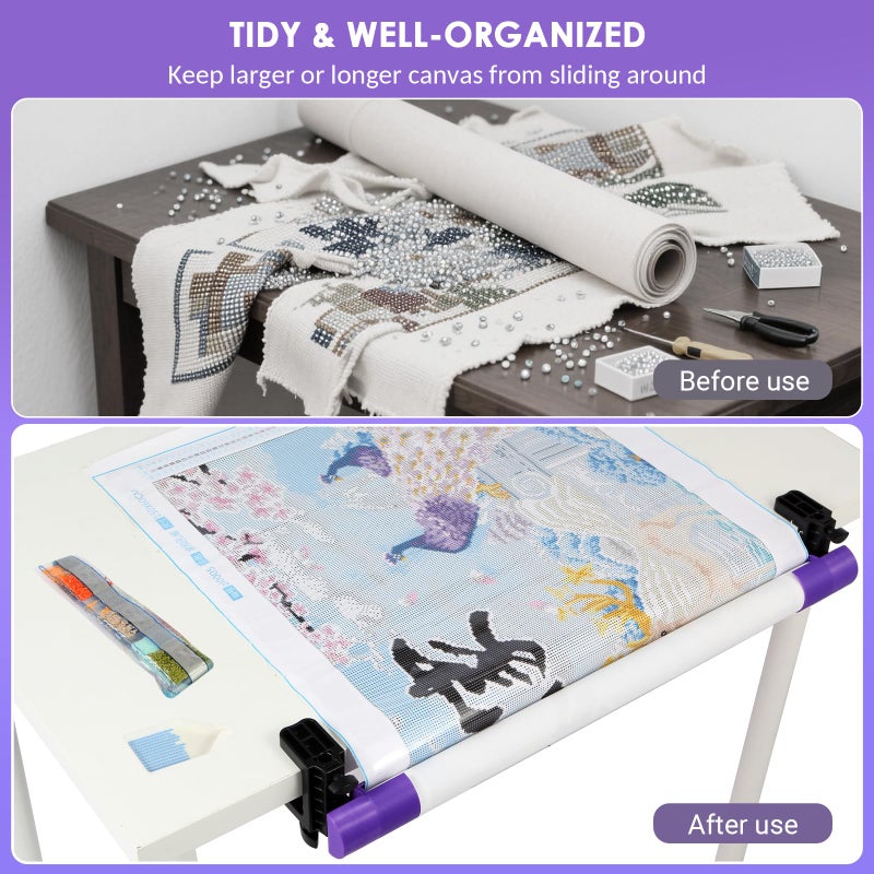 DAFENCHI Diamond Painting Canvas Roll Holder, Adjustable Diamond Painting Canvas Holder Table Clamp, Easily Roll Up & Store Canvas Diamond Art Painting Roller Tool - Image 3