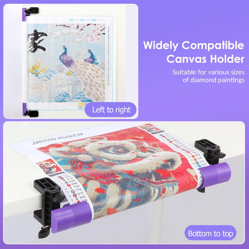 DAFENCHI Diamond Painting Canvas Roll Holder, Adjustable Diamond Painting Canvas Holder Table Clamp, Easily Roll Up & Store Canvas Diamond Art Painting Roller Tool - Image 2